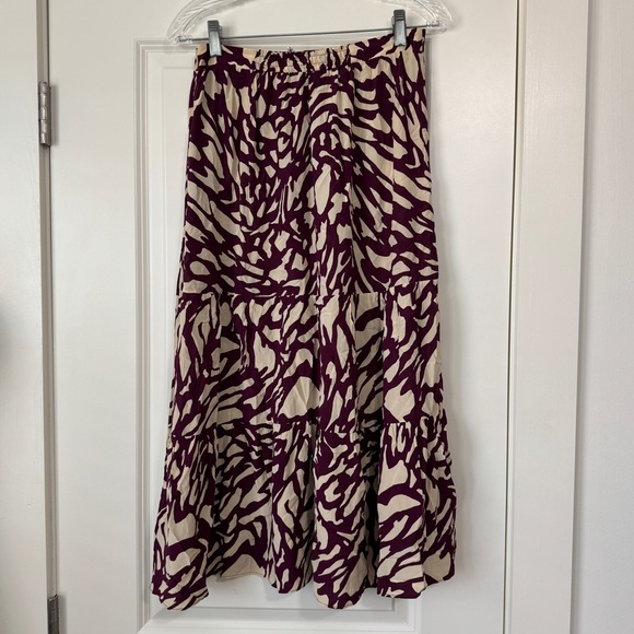 Ba&sh Medium Gianna Purple Cream Midi Skirt ~ Classic Sophisticated Preppy Chic - Picture 2 of 7